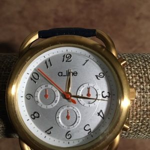 A_LINE MAYA NWOT AUTHENTIC WOMEN’S BLUE/GOLD CHRONOGRAPH STAINLESS STEEL WATCH